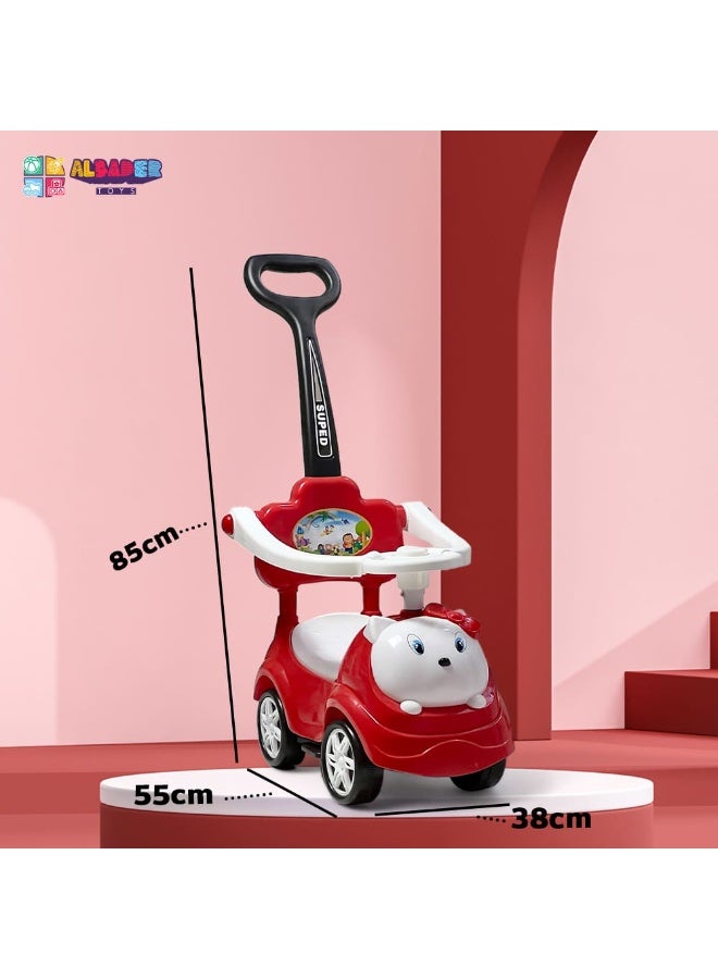 AL BADER 3 in 1 Ride on Car for Kids, Ride on Kids Car with Music & Lights, Kids Ride on Push Car With Safety Bar & Push Handle, Push Ride on Car for Kids 1-3 Years, Small Push Car for Toddlers, Red - Image 5